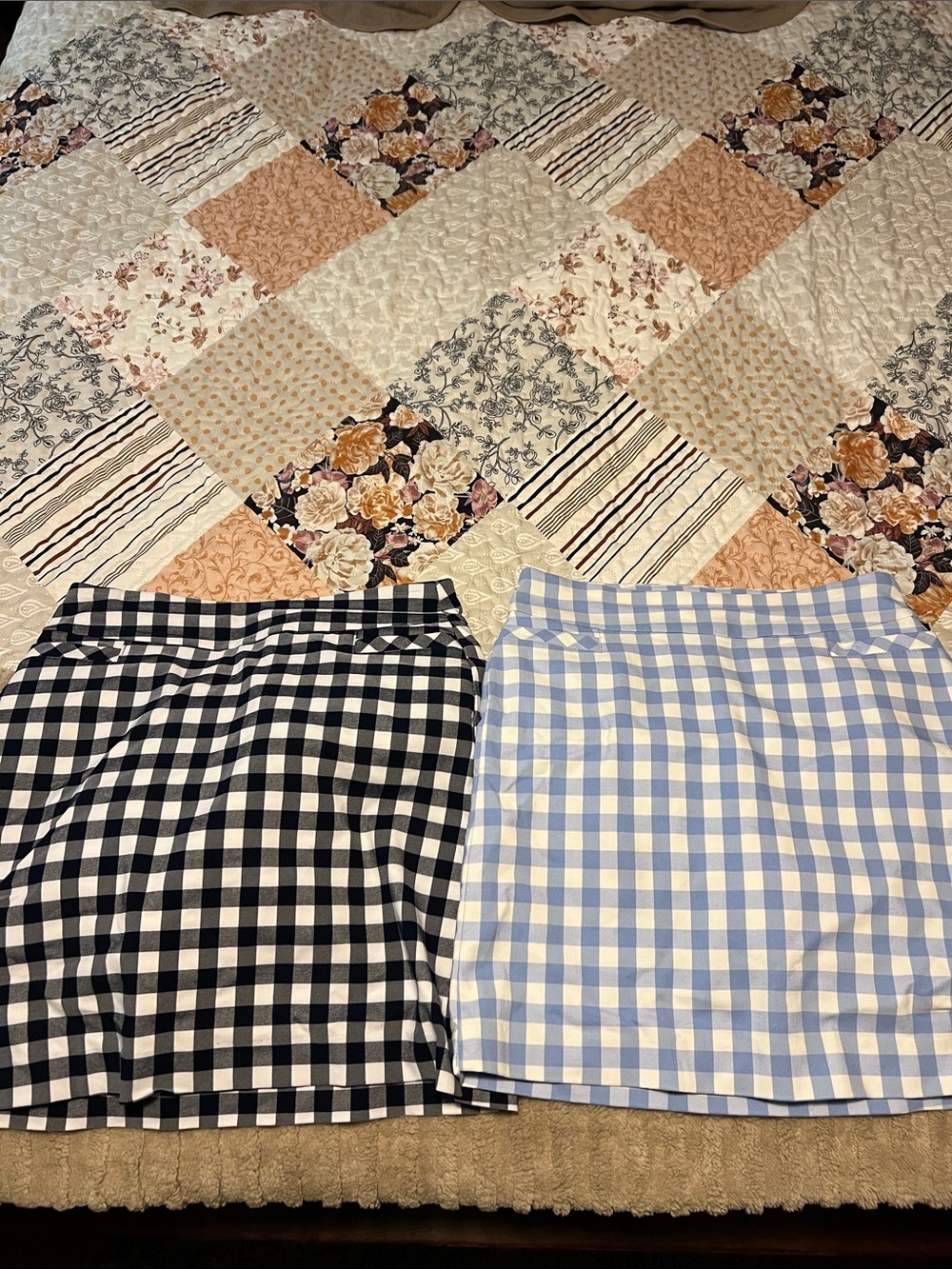 Gingham Pencil Skirt - gingham baby blue and gingham light blue